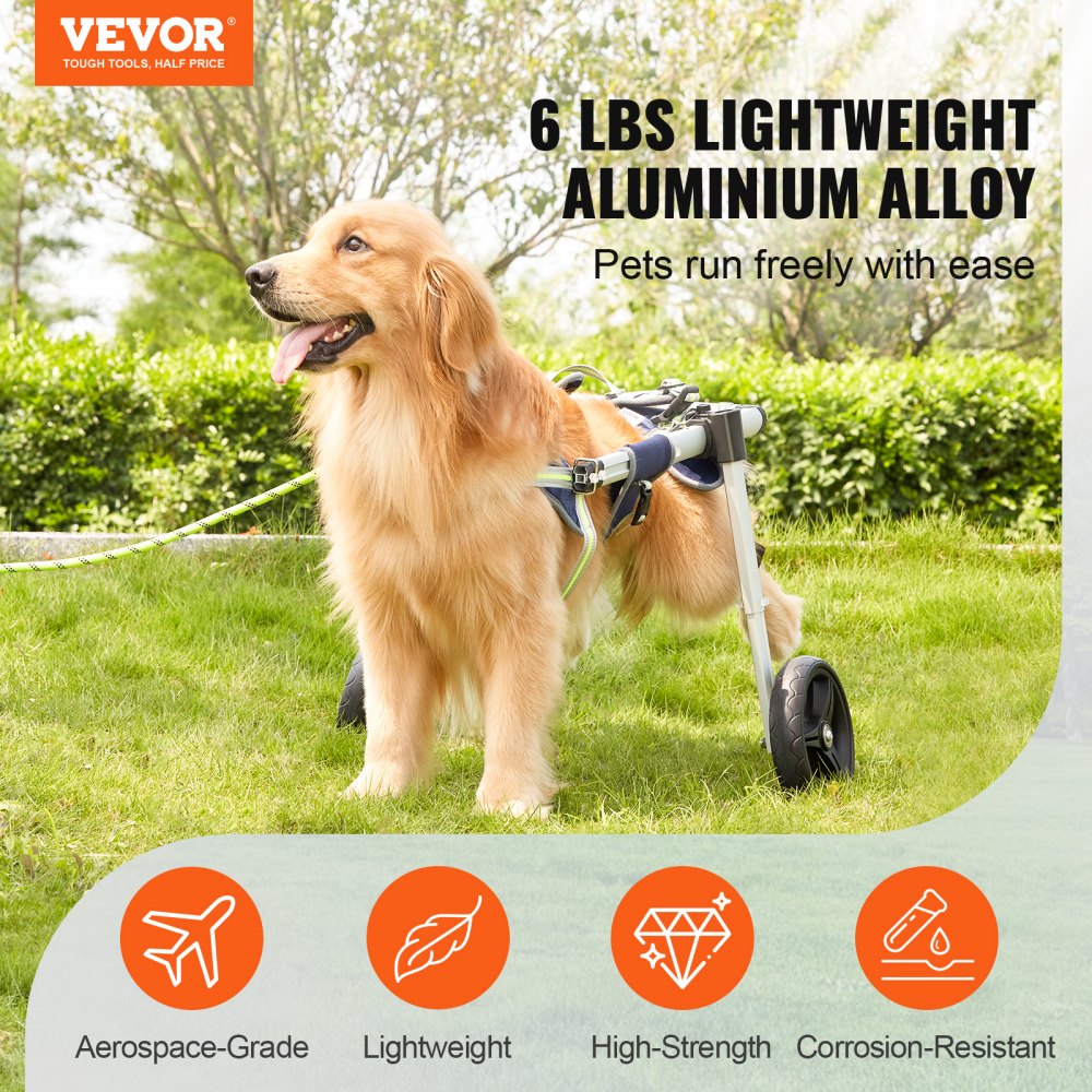 2 Wheels Dog Wheelchair for Back Legs, Pet Wheelchair Lightweight & Adjustable Assisting in Healing,  Dog Cart/Wheelchair for Injured, Disabled, Paralysis, Hind Limb Weak Pet(L)