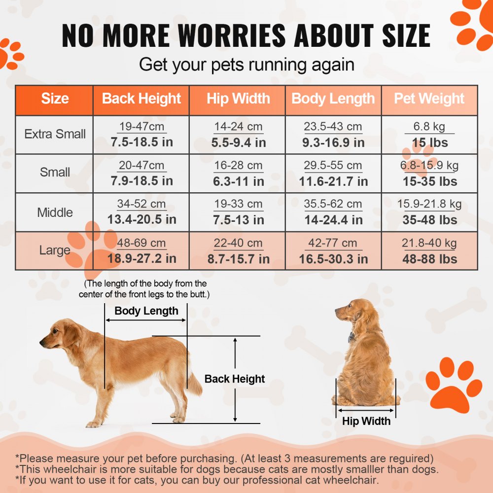2 Wheels Dog Wheelchair for Back Legs, Pet Wheelchair Lightweight & Adjustable Assisting in Healing,  Dog Cart/Wheelchair for Injured, Disabled, Paralysis, Hind Limb Weak Pet(L)