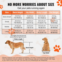 2 Wheels Dog Wheelchair for Back Legs, Pet Wheelchair Lightweight & Adjustable Assisting in Healing,  Dog Cart/Wheelchair for Injured, Disabled, Paralysis, Hind Limb Weak Pet(L)