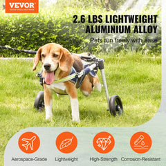 2 Wheels Dog Wheelchair for Back Legs, Pet Wheelchair Lightweight & Adjustable Assisting in Healing,  Dog Cart/Wheelchair for Injured, Disabled, Paralysis, Hind Limb Weak Pet(XS)