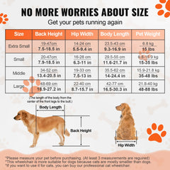 2 Wheels Dog Wheelchair for Back Legs, Pet Wheelchair Lightweight & Adjustable Assisting in Healing,  Dog Cart/Wheelchair for Injured, Disabled, Paralysis, Hind Limb Weak Pet(XS)