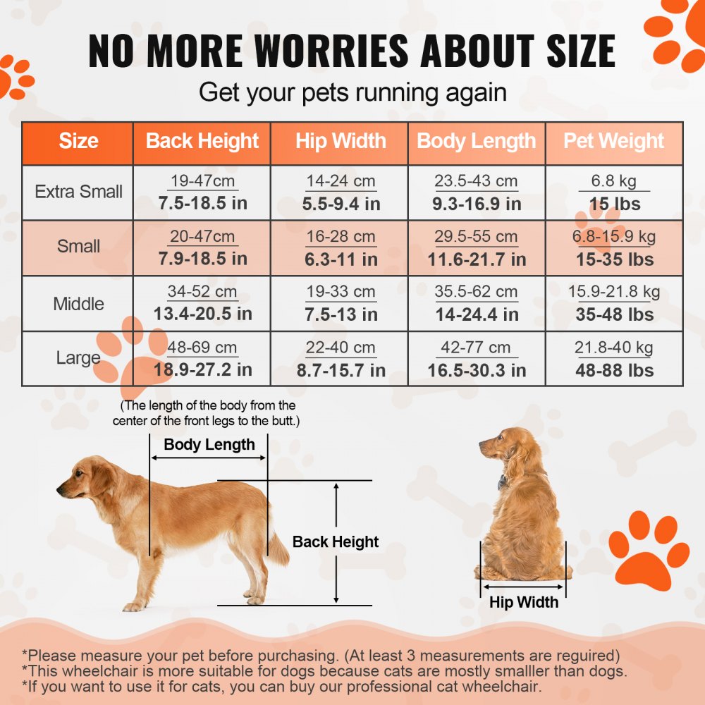 2 Wheels Dog Wheelchair for Back Legs, Pet Wheelchair Lightweight & Adjustable Assisting in Healing,  Dog Cart/Wheelchair for Injured, Disabled, Paralysis, Hind Limb Weak Pet(S)
