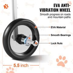 2 Wheels Dog Wheelchair for Back Legs, Pet Wheelchair Lightweight & Adjustable Assisting in Healing,  Dog Cart/Wheelchair for Injured, Disabled, Paralysis, Hind Limb Weak Pet(S)