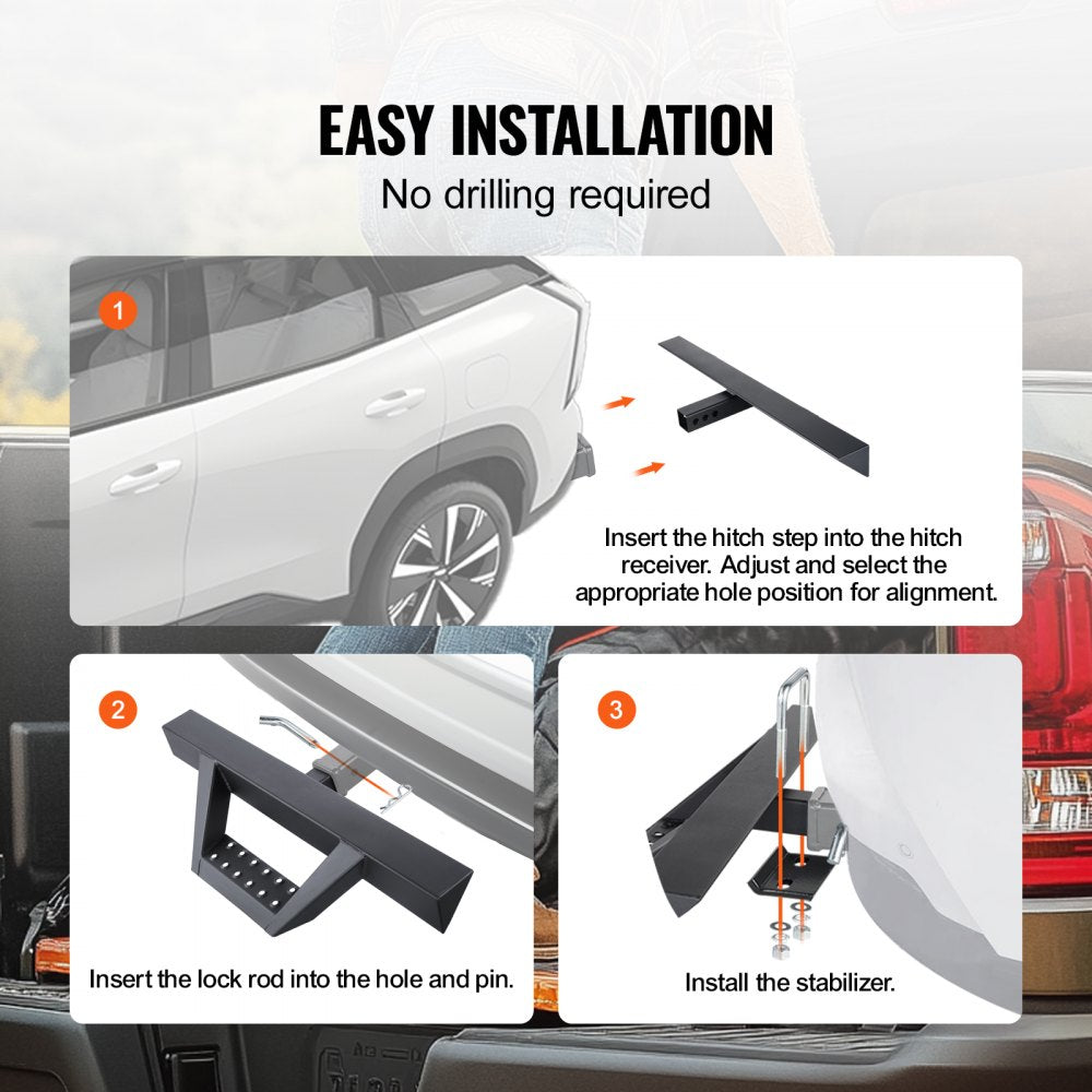 Hitch Step for 2" Receiver Universal Trailer Tow Rear Bumper Guard Steel