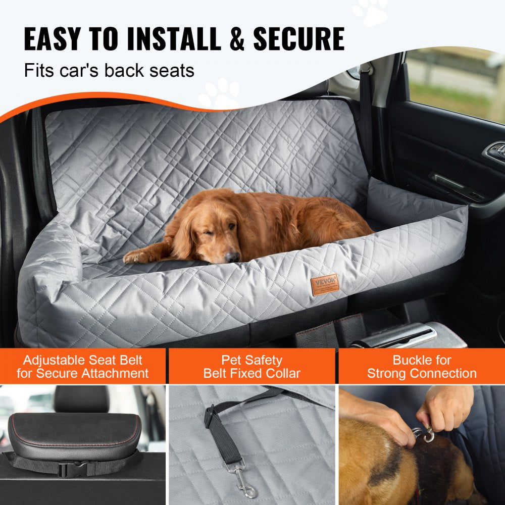 Dog Booster Car Seat Pet Car Seat for Medium Large Dog up to 100 lbs Gray