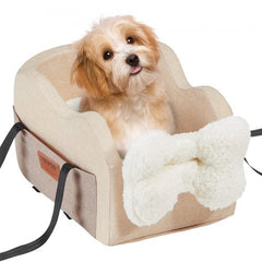Bostome Center Console Dog Car Seat with waterproof fabric and removable plush pad for small pets.