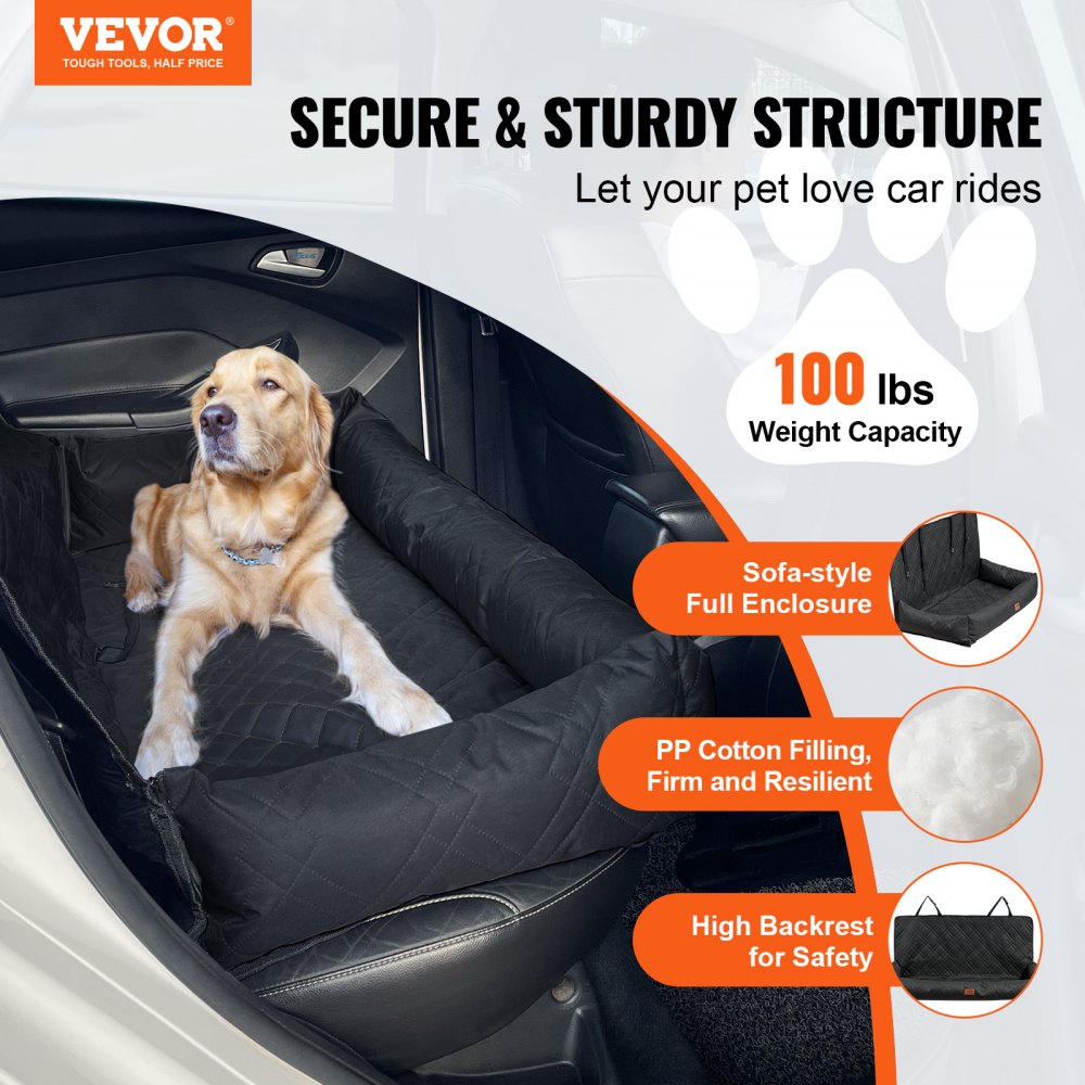 Dog Booster Car Seat Pet Car Seat for Medium Large Dog up to 100 lbs Black