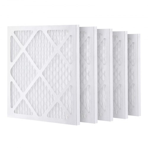 Pack of five 15.75" x 15.75" white protective pre-filters for air scrubbers, shown stacked.