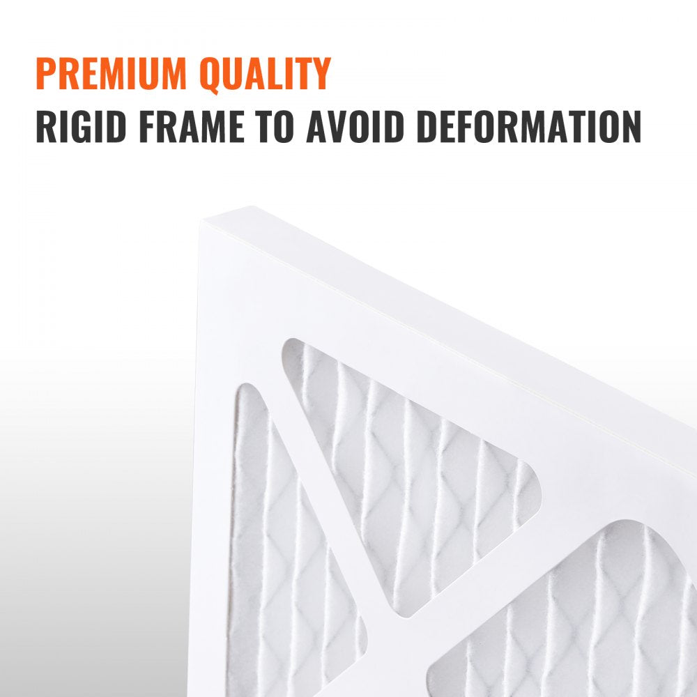 White square air filter with rigid frame and pleated media, 15.75 by 15.75 inches.