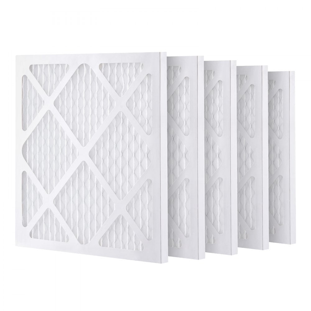 Five white 15.75-inch square protective pre-filters for air scrubbers, shown stacked.
