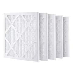 Five white 15.75-inch square protective pre-filters for air scrubbers, shown stacked.