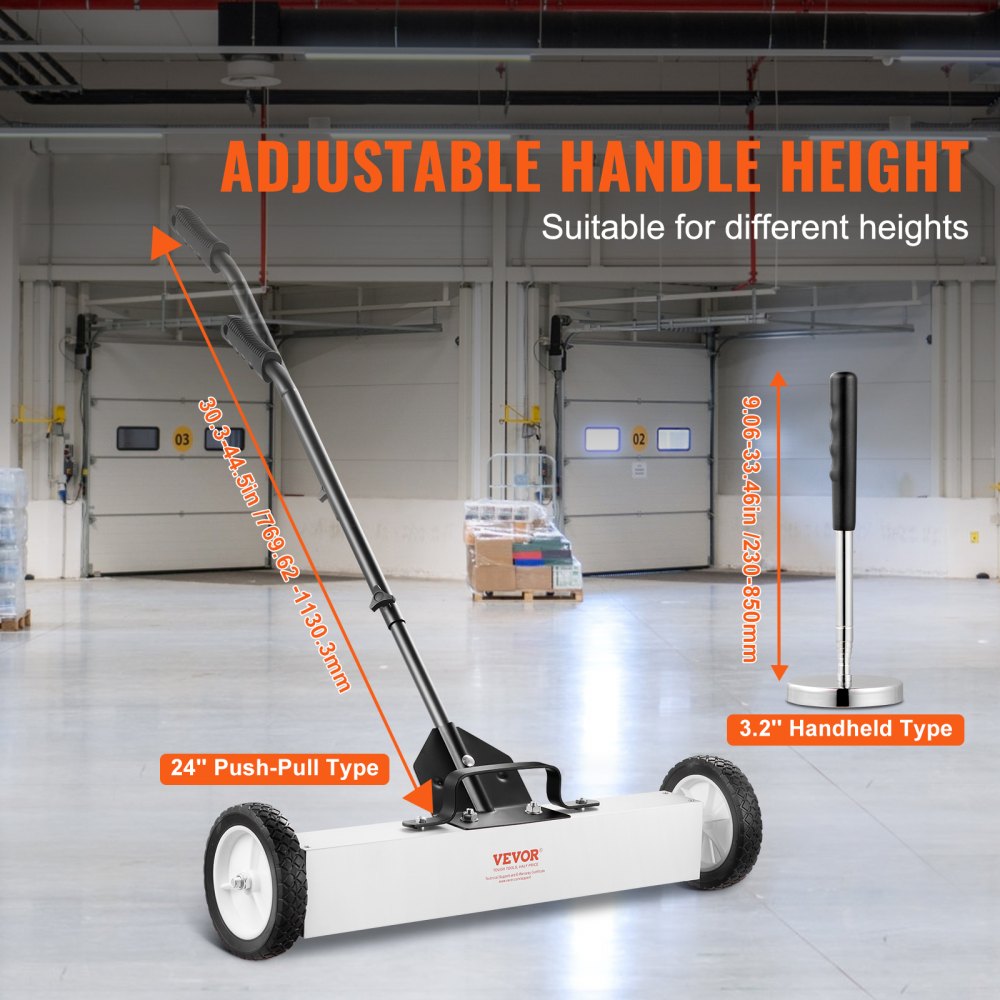 24-Inch Magnetic Sweeper with Wheels Telescoping Magnetic Pickup Tool