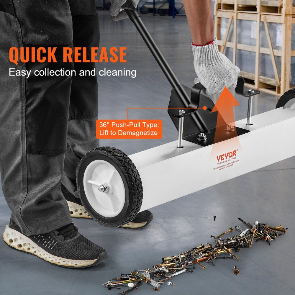 24-Inch Magnetic Sweeper with Wheels Telescoping Magnetic Pickup Tool