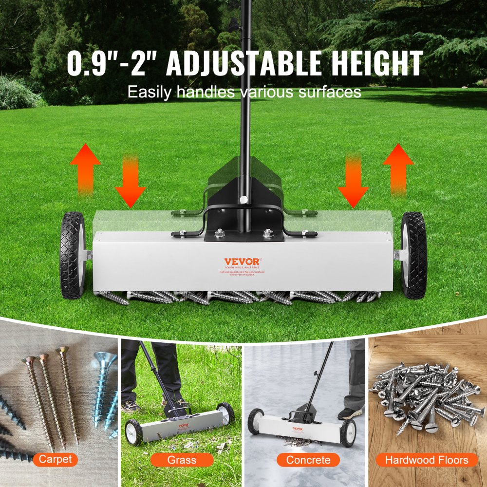 24-Inch Magnetic Sweeper with Wheels Telescoping Magnetic Pickup Tool