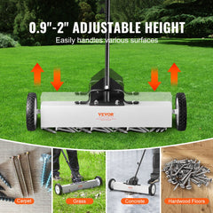 24-Inch Magnetic Sweeper with Wheels Telescoping Magnetic Pickup Tool