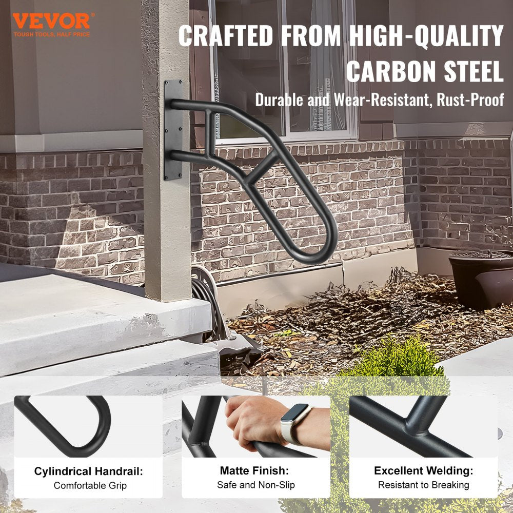Bostome 29" outdoor carbon steel handrail with a smooth finish for 1-3 steps wall mount.