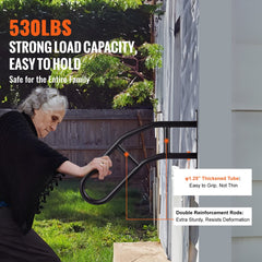 Bostome 29" outdoor carbon steel handrail with a smooth finish for 1-3 steps wall mount.