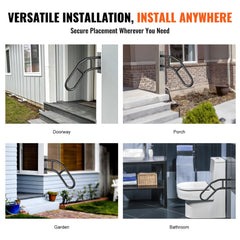 29-inch outdoor carbon steel handrail with a smooth finish, designed for 1-3 steps.