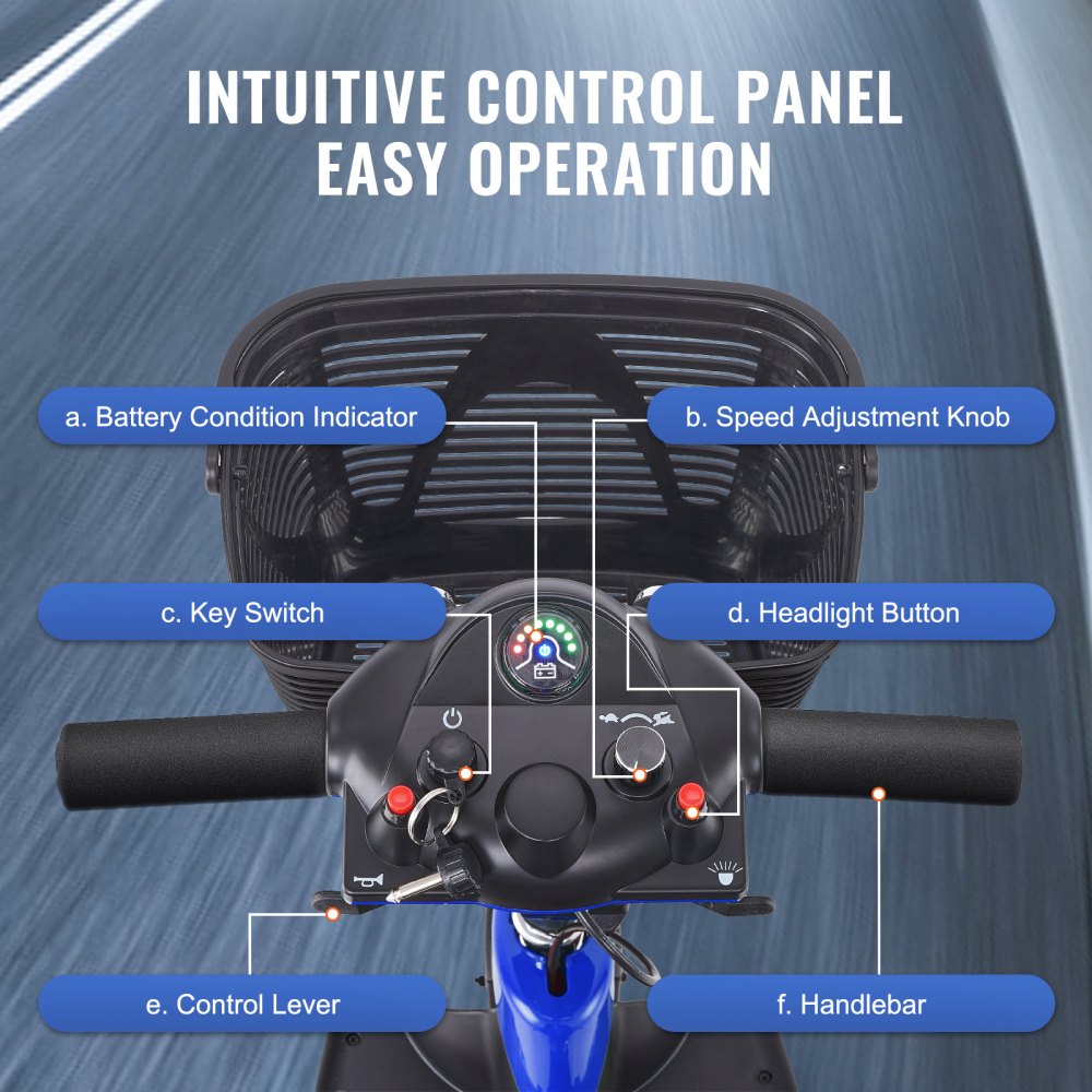 3-Wheel Folding Mobility Scooter for Seniors 12 Mile Range 265LBS Capacity