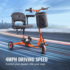 Foldable 3 Wheel Mobility Scooter for Seniors, Portable Electric Powered Mobility Scooter with 12 Mile Long Range, All Terrain Travel Wheelchair with 48V Lithium-ion Battery, Max Support 330LBS