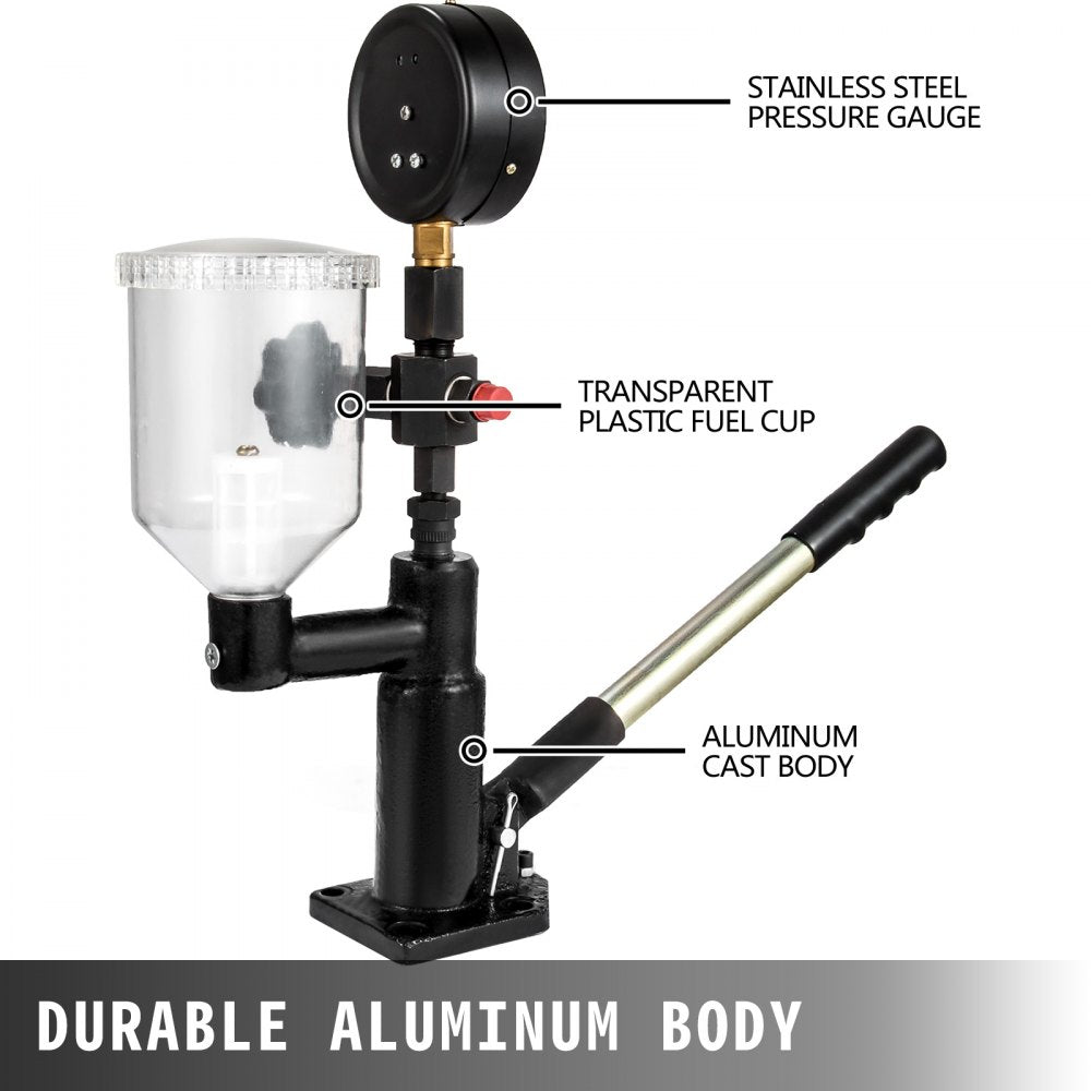 400Bar 6000PSI Diesel Fuel Injector Tester Diesel Injector Nozzle Tester with Dual Scale Gauge to Adjust Injector Nozzle Pressure and Testing Diesel Injector Nozzle Pop Pressure Tester