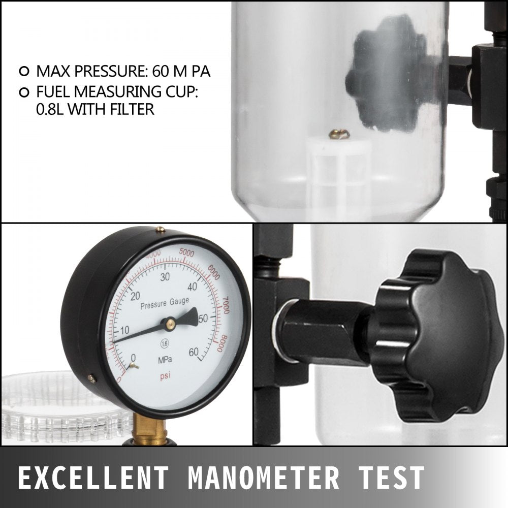 400Bar 6000PSI Diesel Fuel Injector Tester Diesel Injector Nozzle Tester with Dual Scale Gauge to Adjust Injector Nozzle Pressure and Testing Diesel Injector Nozzle Pop Pressure Tester
