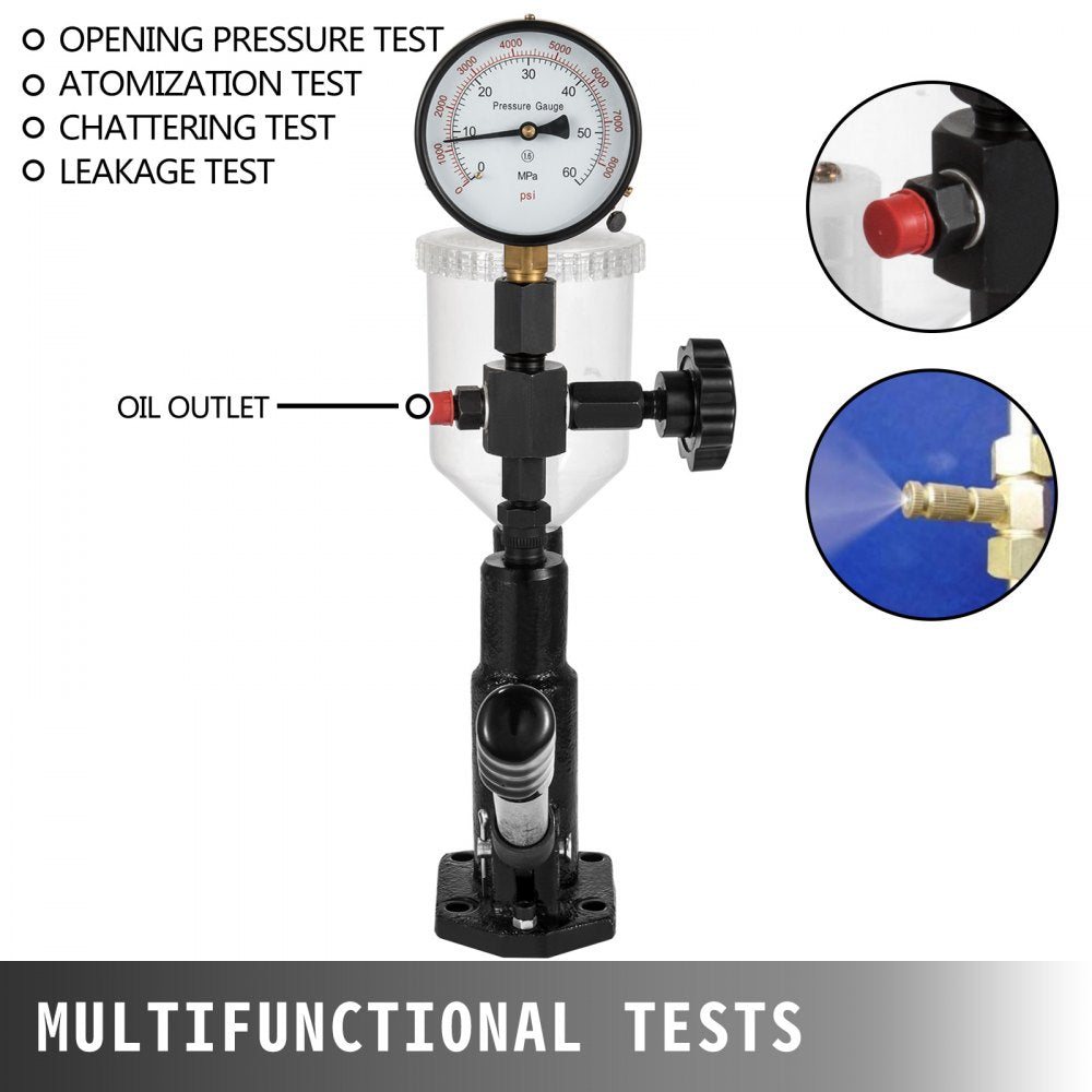 400Bar 6000PSI Diesel Fuel Injector Tester Diesel Injector Nozzle Tester with Dual Scale Gauge to Adjust Injector Nozzle Pressure and Testing Diesel Injector Nozzle Pop Pressure Tester