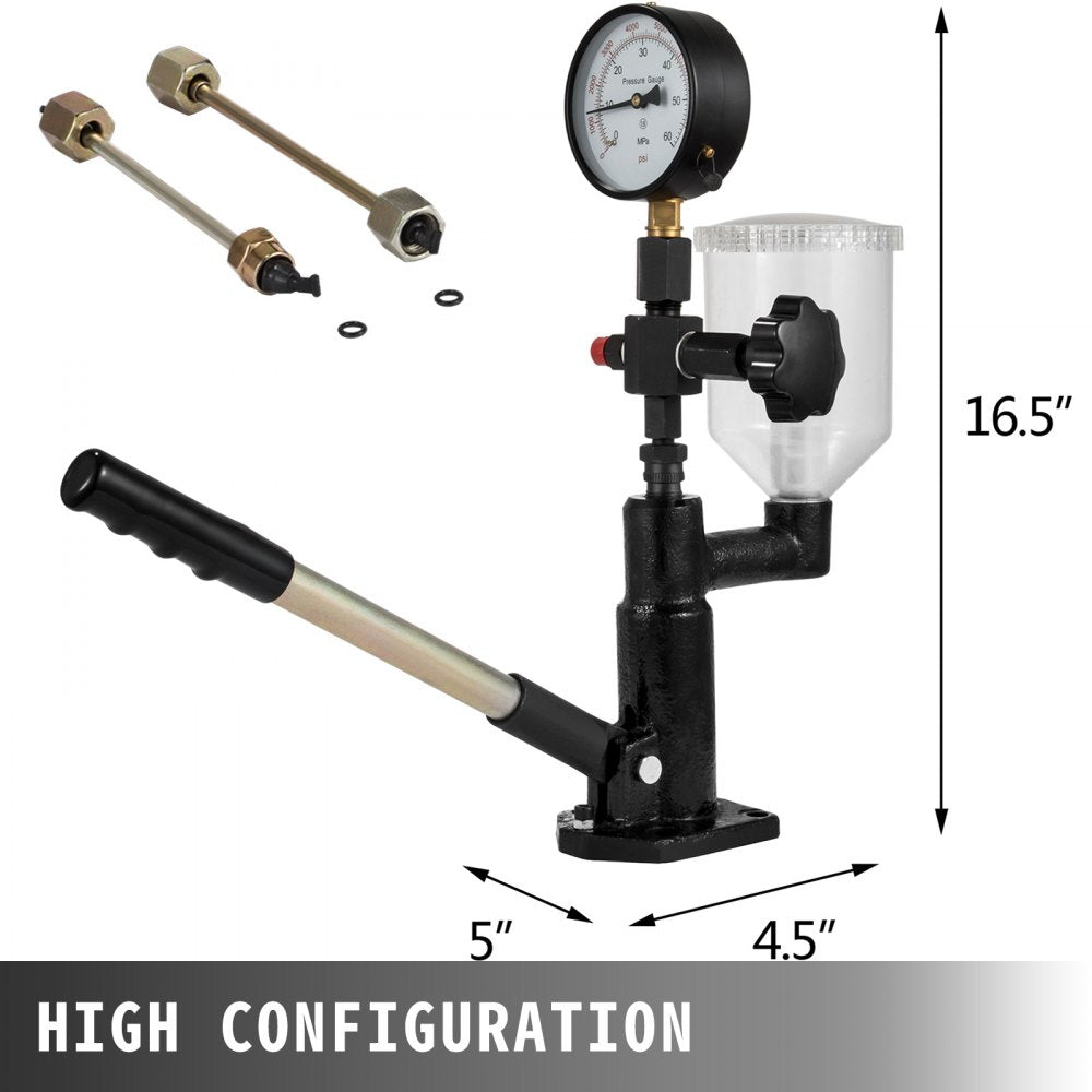 400Bar 6000PSI Diesel Fuel Injector Tester Diesel Injector Nozzle Tester with Dual Scale Gauge to Adjust Injector Nozzle Pressure and Testing Diesel Injector Nozzle Pop Pressure Tester