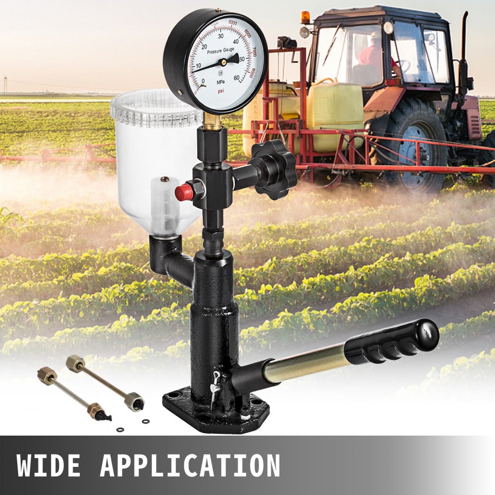 400Bar 6000PSI Diesel Fuel Injector Tester Diesel Injector Nozzle Tester with Dual Scale Gauge to Adjust Injector Nozzle Pressure and Testing Diesel Injector Nozzle Pop Pressure Tester