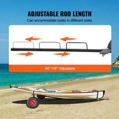 Boat Trailer Dolly, 420lbs Load Capacity, Carbon Steel Trailer Mover with 96``-116`` Adjustable Length, 16`` Pneumatic Tires & Nonslip Support Bracket, for Moving Kayak Motorboat Fishing Boat