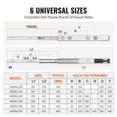 Drawer Slides Side Mount Rails, Soft-Close10 Pairs 22 Inch, Heavy Duty Full Extension Steel Track, Noiseless Guide Glides Cabinet Kitchen Runners with Ball Bearing, 100 Lbs Load Capacity
