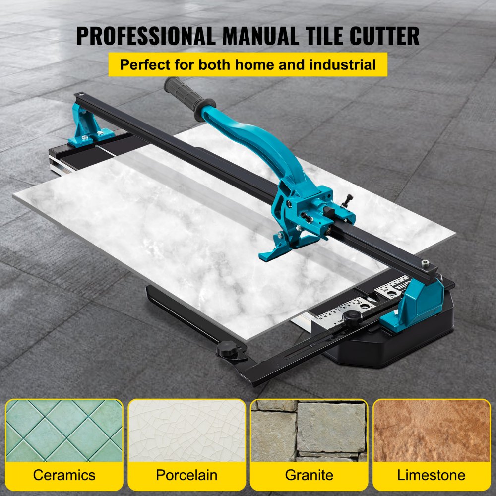 Bostome 39" single rail manual tile cutter with laser guide and ergonomic handle.