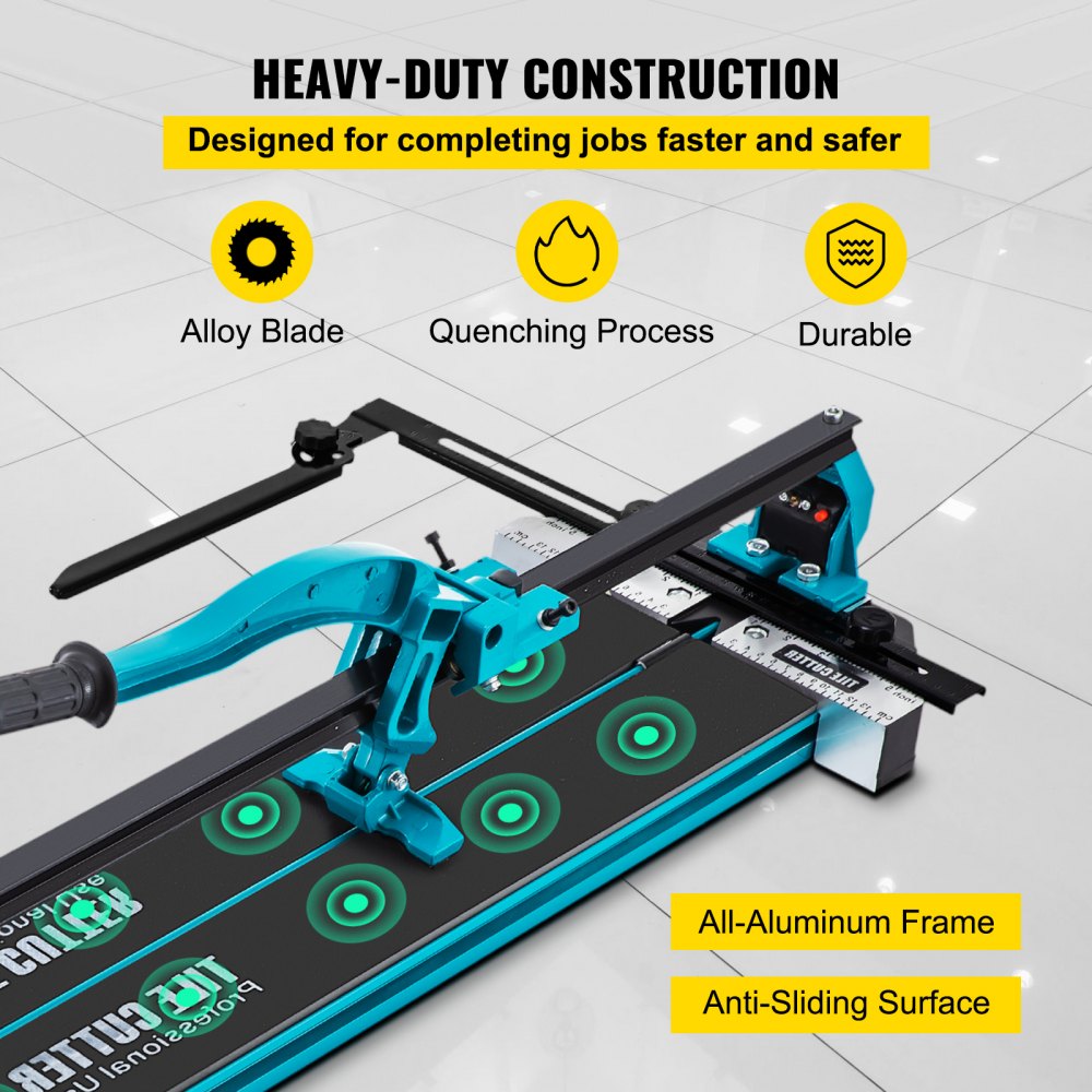 Bostome 39" single rail manual tile cutter with laser guide and ergonomic handle.