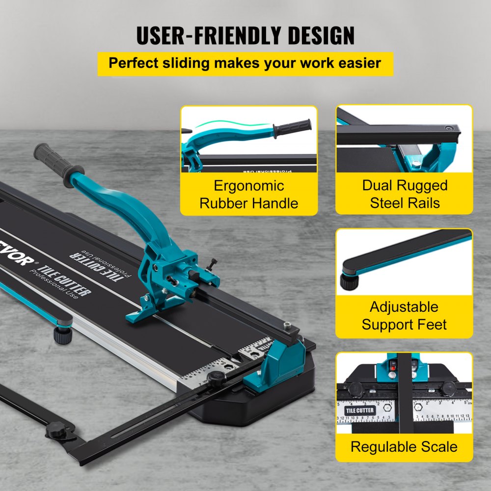Bostome 39" manual tile cutter with laser guide and ergonomic handle for precise tile cutting.