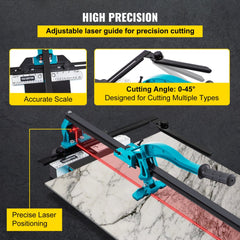 Bostome 24 inch manual tile cutter with single rail and laser guide for precise tile cutting.