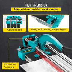 24 Inch Manual Tile Cutter Double Rails, Professional Tile Cutter W/Alloy Cutting Wheel for Porcelain and Ceramic Tiles