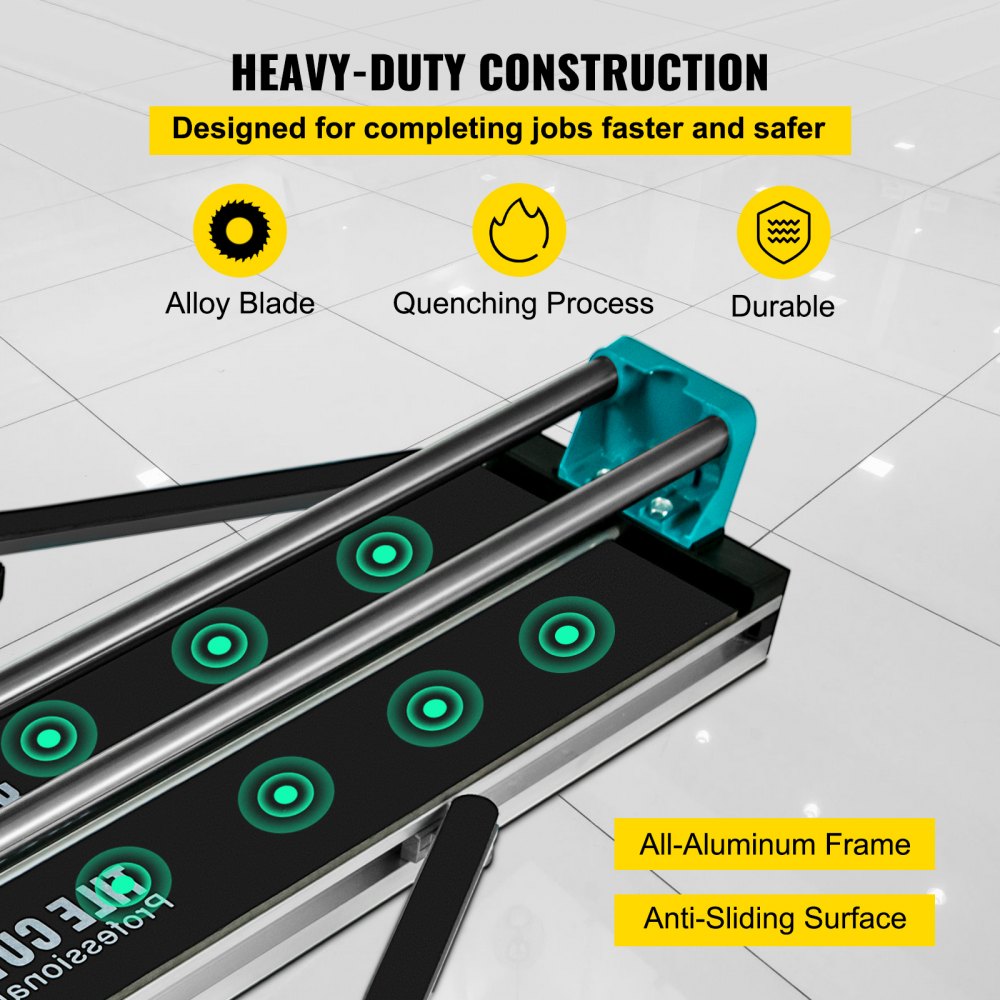 24 Inch Manual Tile Cutter Double Rails, Professional Tile Cutter W/Alloy Cutting Wheel for Porcelain and Ceramic Tiles
