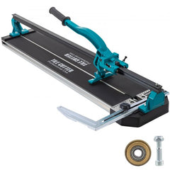 31-inch manual tile cutter with blue handle, black rail, and laser positioning.
