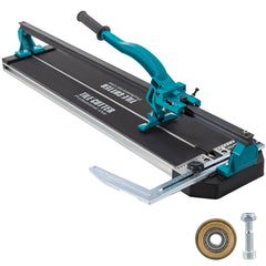 31-inch manual tile cutter with blue handle, black rail, and laser positioning.