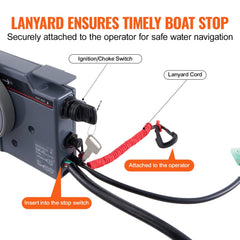 Boat Throttle Control, 703-48205-16 Side-Mounted Outboard Remote Control Box for Yamaha 4-Stroke, Marine Throttle Control Box with Power Trim Switch, 16.6 ft Harness 10 Pin, and Lanyard