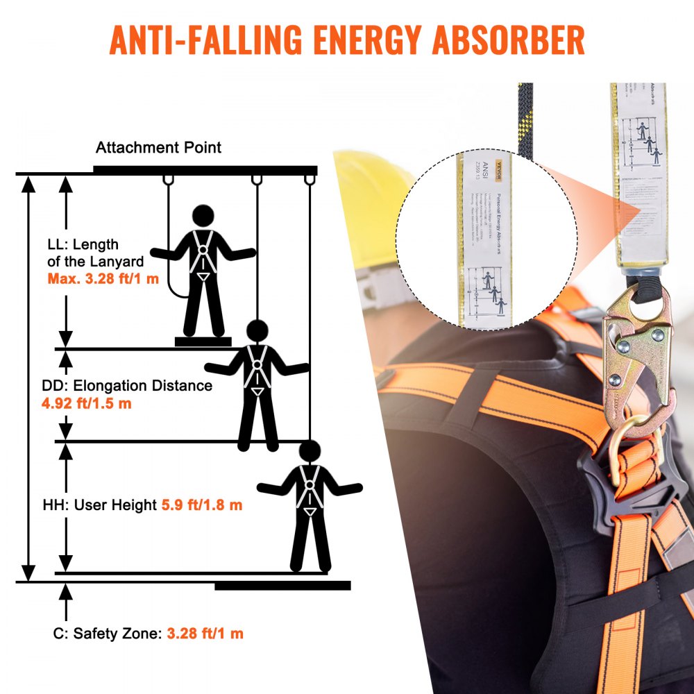 Bostome 100ft vertical lifeline assembly with polyester rope and steel snap hooks for fall protection.
