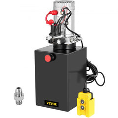 Bostome 12V hydraulic pump with a 13-quart reservoir and handheld remote for dump trailers.