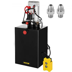 20 Quart Hydraulic Power Unit Double Acting Hydraulic Dump Trailer Pump (12V DC Double Action Powering Unit, SAE #6 Ports, 3200 PSI, 20 Quart Steel Reservoir)