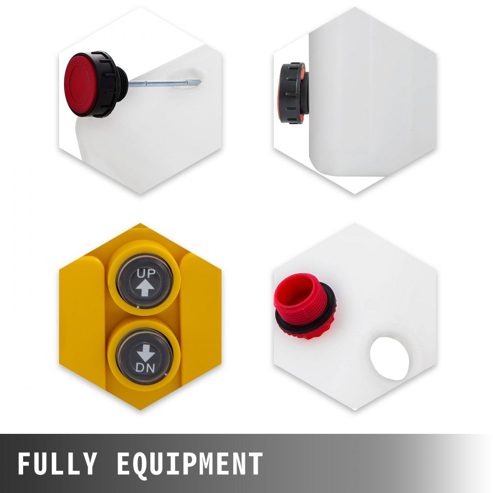 Bostome 6 quart hydraulic pump with translucent reservoir and double acting solenoid for trailers.