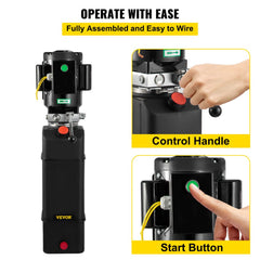 Bostome 4 gallon hydraulic pump with a plastic reservoir and 3 HP motor for car lifts.