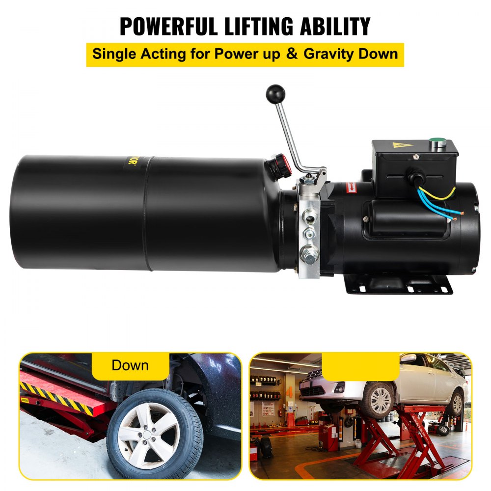 110V 2.64 Gallon Hydraulic Power Unit Automotive Hydraulic Pump Dump Trailer Vehicle Mounted Lifter Auto Shop Repair Car Lift Power Unit for Two and Four Post Lift Auto Hoist