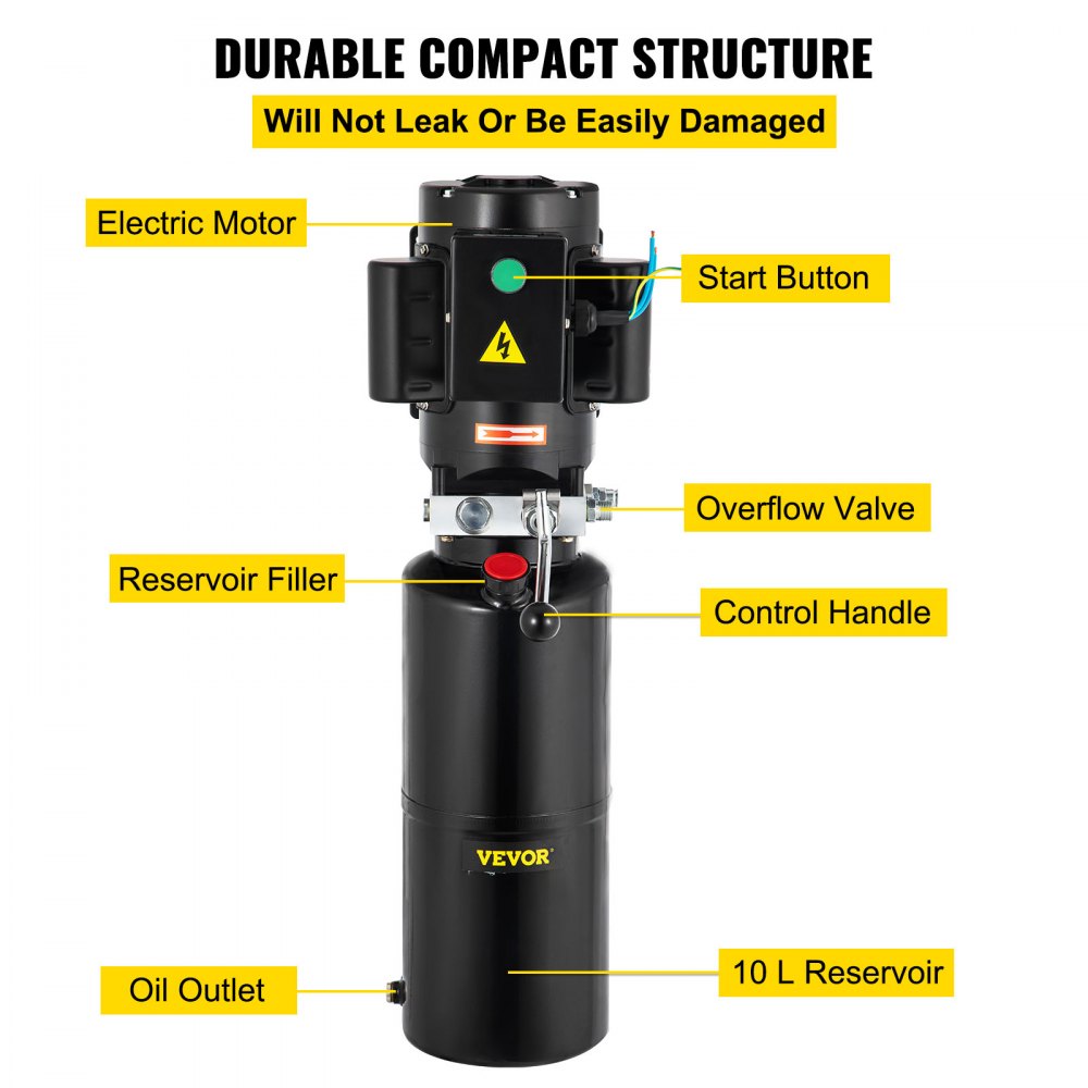 110V 2.64 Gallon Hydraulic Power Unit Automotive Hydraulic Pump Dump Trailer Vehicle Mounted Lifter Auto Shop Repair Car Lift Power Unit for Two and Four Post Lift Auto Hoist