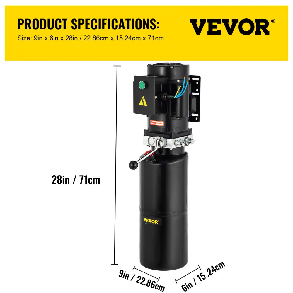 110V 2.64 Gallon Hydraulic Power Unit Automotive Hydraulic Pump Dump Trailer Vehicle Mounted Lifter Auto Shop Repair Car Lift Power Unit for Two and Four Post Lift Auto Hoist