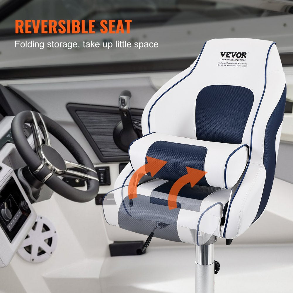 Captain Bucket Seat Boat Seat, Flip Up Boat Seat, with Thickened Sponge Padding, Flip-up Bolster Boat Captain Chair for Fishing Boat, Sightseeing Boat, Speedboat, Canoe, 1-Piece