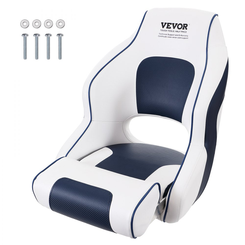 Captain Bucket Seat Boat Seat, Flip Up Boat Seat, with Thickened Sponge Padding, Flip-up Bolster Boat Captain Chair for Fishing Boat, Sightseeing Boat, Speedboat, Canoe, 1-Piece